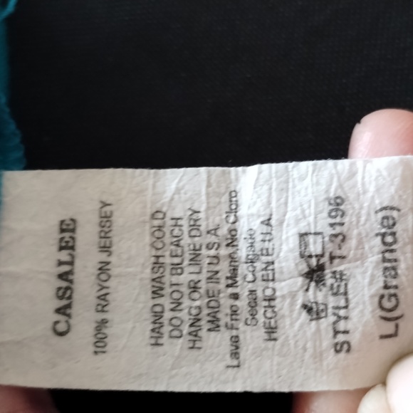 Turquoise sleeveless Jersey by Cassa Lee 100% Rayon Size Large - Picture 5 of 7